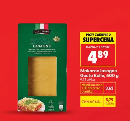 Makaron lasagne promocja w Biedronka
