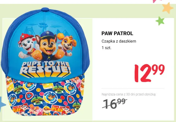 Czapka z daszkiem PAW PATROL promocja w Rossmann
