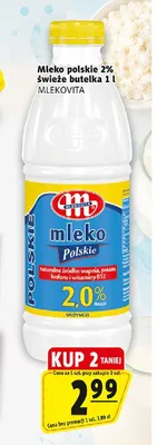 Mleko polskie 2% świeże Mlekovita promocja w Prim Market