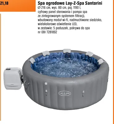 Spa ogrodowe Lay-Z-Spa Santorini promocja w OBI
