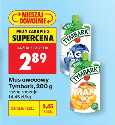 Mus owocowy Tymbark jagoda-banan XXL promocja w Biedronka