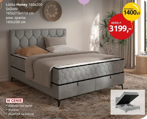 Łóżko Honey 160x200 promocja w Black Red White