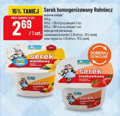 Serek homogenizowany truskawkowy Rolmlecz promocja w POLOmarket