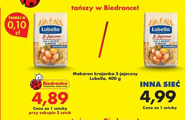 Makaron krajanka 5-jajeczny Lubella promocja w Biedronka