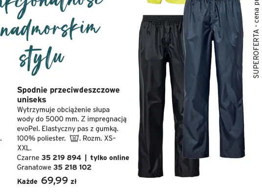 Spodnie przeciwdeszczowe uniseks promocja w Tchibo