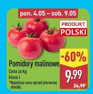 Pomidory malinowe polskie promocja w Aldi