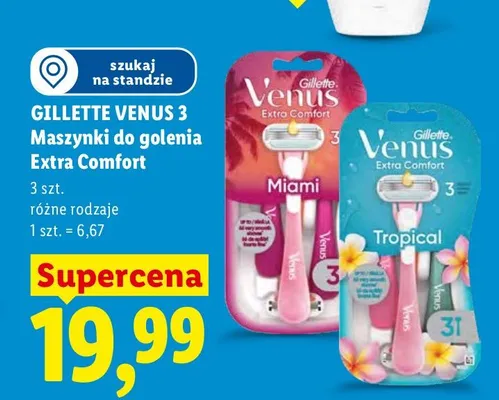 Maszynki do golenia Gillette Venus 3 Extra Comfort Tropical promocja w Lidl