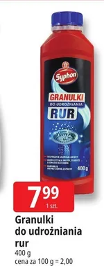 Granulki do udrożniania rur Syphon promocja w Leclerc