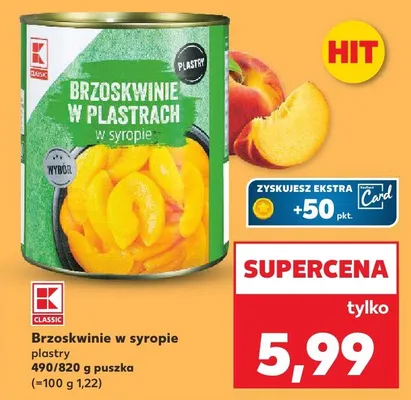 Brzoskwinie w syropie plastry promocja w Kaufland