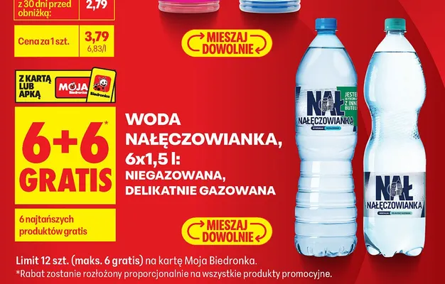 Woda Nałęczowianka niegazowana 6x1,5l promocja w Biedronka