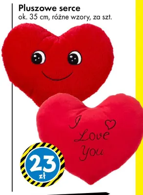 Pluszowe serce ok. 35 cm różne wzory promocja w Tedi
