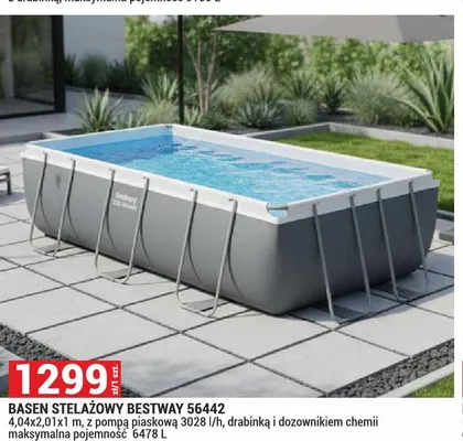 Basen stelażowy Bestway 56442 4,04x2,01x1m z pompą piaskową 3028l/h drabinką i dozownikiem chemii maksymalna pojemność 6478l promocja w Merkury Market