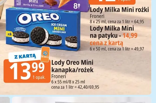Lody Oreo Mini kanapka 6-pak promocja w Leclerc