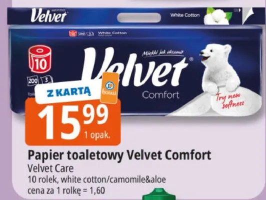 Papier toaletowy Velvet Comfort promocja w Leclerc