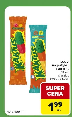 Lody na patyku Kaktus sweet & sour promocja w Carrefour Express