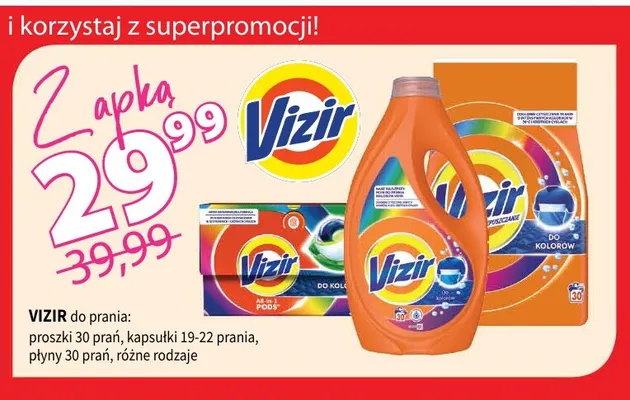 Płyn do prania Vizir 30 prań promocja w Drogerie Polskie