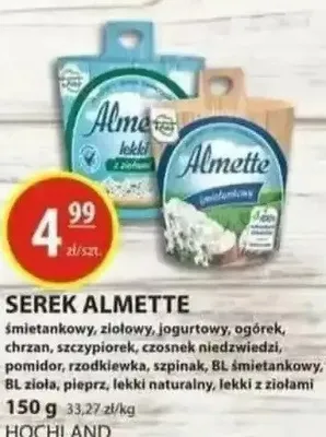 Serek almette śmietankowy, ziołowy, jogurtowy, ogórek, chrzan, szczypiorek, czosnek niedźwiedzi promocja w Zielony Koszyk
