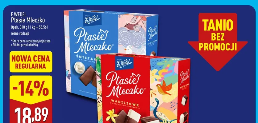 Ptasie Mleczko śmietankowe w czekoladzie E.Wedel promocja w Aldi