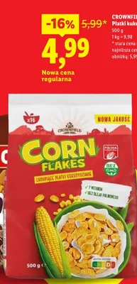 Płatki kukurydziane CROWNFIELD promocja w Lidl