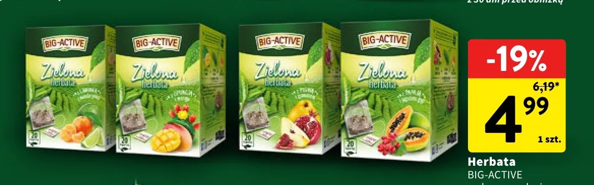 Herbata zielona Big-Active mango promocja w Intermarche