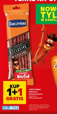 Kabanosy Exclusive Karlos wieprzowe Tarczyński promocja w Kaufland