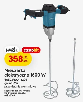 Mieszarka elektryczna 1600 W gwint M14 przekładnia aluminiowa promocja w Castorama
