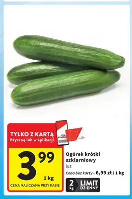 Ogórki krótkie szklarniowe promocja w Intermarche