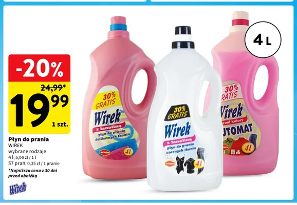 Płyn do prania z lanoliną do delikatnych tkanin Wirek promocja w Intermarche