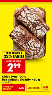 Chleb żytni 100% bez dodatku drożdży promocja w Biedronka
