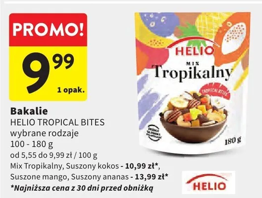 Bakalie mix Tropikalny, suszony kokos, suszone mango, suszony ananas promocja w Intermarche