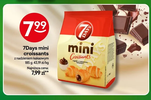 Croissanty mini 7Days z nadzieniem kakaowym promocja w Żabka