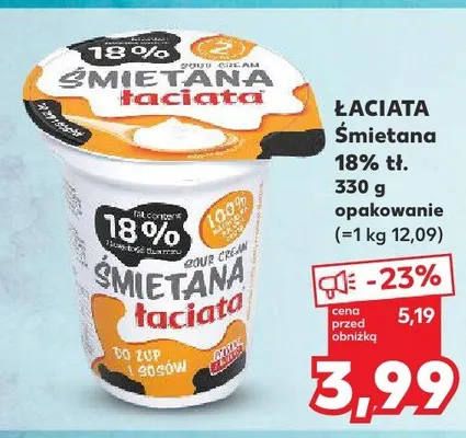 Śmietana 18% tł. promocja w Kaufland