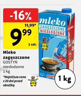 Mleko zagęszczone Gostyń niesłodzone promocja w Intermarche