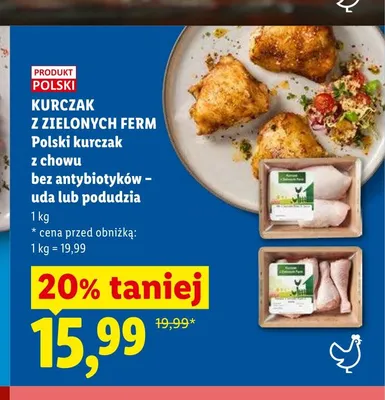 Polski kurczak z chowu bez antybiotyków - uda Kurczak z Zielonych Ferm promocja w Lidl