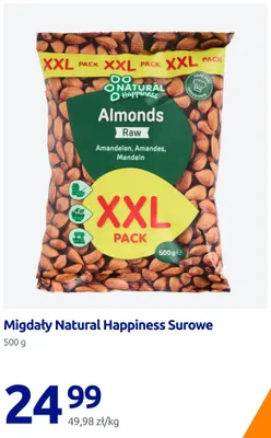 Migdały Natural Happiness surowe promocja w Action