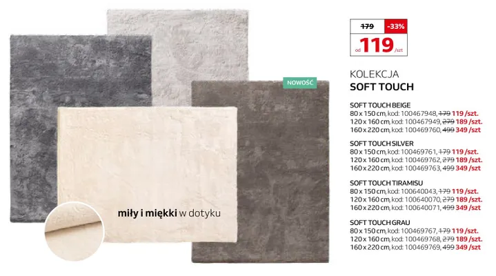 Dywan Soft Touch Silver 160x220 cm promocja w Komfort