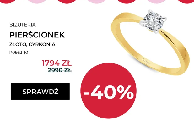 Pierścionek Briju złoto cyrkonia P0953-101 promocja w Briju