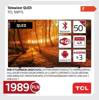 Telewizor Qled Tcl 50P7 l promocja w kakto.pl