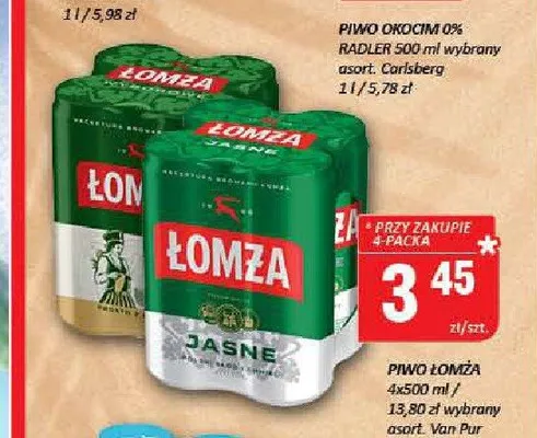 Piwo Łomża Jasne 4-pak promocja w Chorten