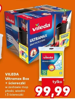 Ultramax Box + ściereczki w zestawie mop płaski, wiadro i 3 ściereczki promocja w Kaufland
