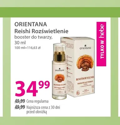 Reishi Rozświetlenie booster do twarzy Orientana promocja w Hebe