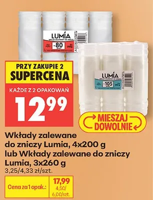 Wkłady zalewane do zniczy Lumia 3-pak 260g promocja w Biedronka