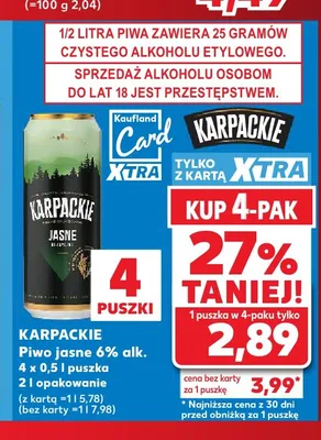 Piwo Karpackie 6% alk. promocja w Kaufland