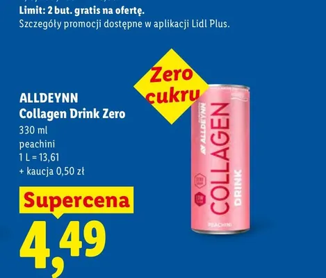 Napój kolagenowy Alldeynn Collagen Drink Zero peachini promocja w Lidl
