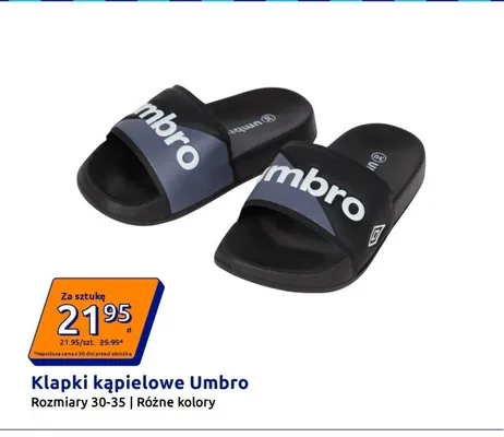 Klapki kąpielowe Umbro Rozmiary 30-35 promocja w Action