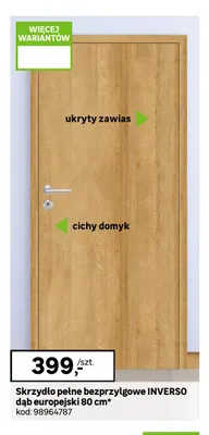 Skrzydło pełne bezprzylgowe Inverso dąb europejski 80 cm promocja w Leroy Merlin
