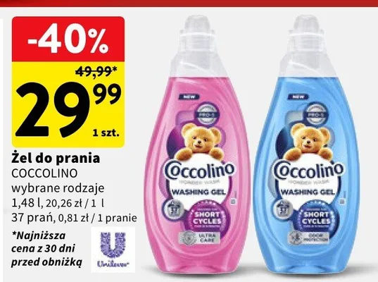 Żel do prania Coccolino promocja w Intermarche