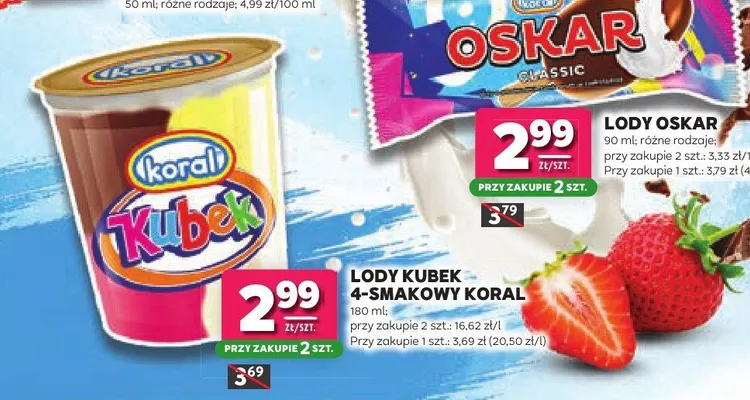 Lody Kubek 4-smakowy Koral promocja w Stokrotka