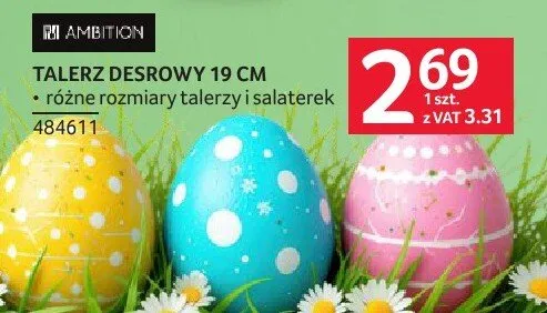 Talerz desrowy 19 cm porcelana, talerz i salaterka Ambition promocja w Selgros