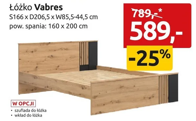 Łóżko Vabres S166xD206,5xW85,5-44,5cm pow. spania 160x200cm promocja w Black Red White